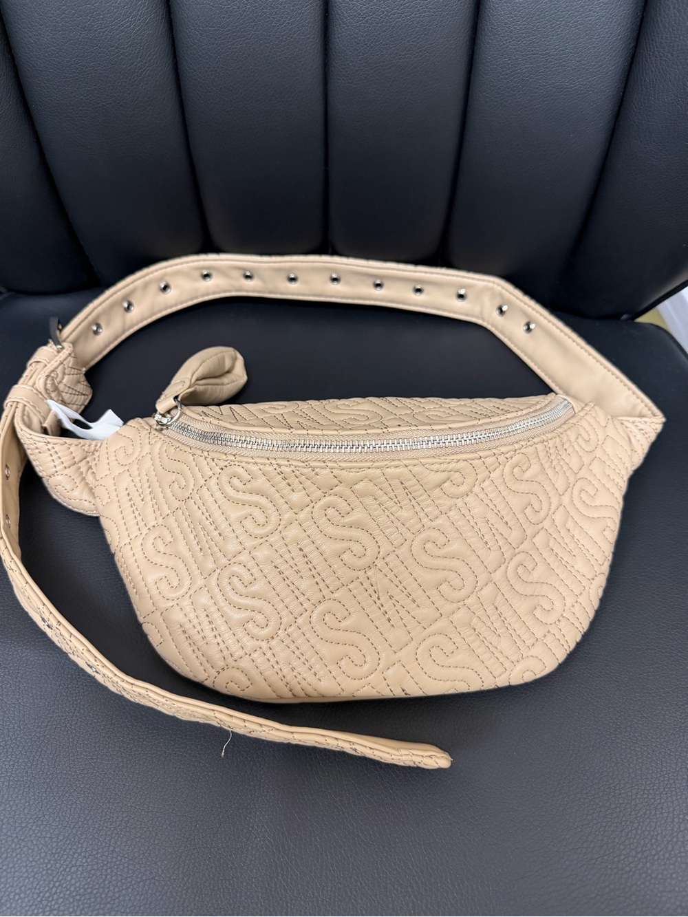 Steve Madden Quilted Beige Belt Bag